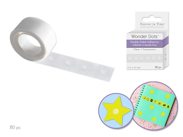 Wonder Dots: 5mm Round Double-Sided Clear Super-Tack 80pc Flat