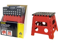 Folding step stool - red - holds up to 300lb.