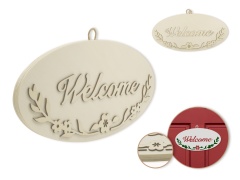 Wood Decor: 12 DIY Oval Wall Sign Plaque 3D w/Jute Hanger A) Welcome