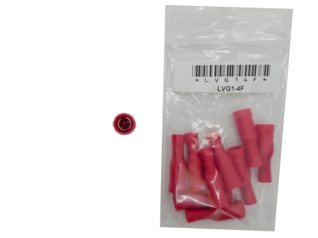 Fully Insulated Female Bullet Stud Size (mm): 4 / 0.156-Red bag of 10