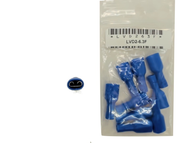 Fully Insulated Female Disconnect Crimp Terminal Stud Size: 0.8 X 6.35 / 0.032 X 0.250-BL bag of 10