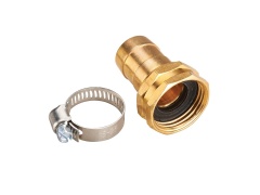 Brass Hose Repair Coupling Female 3/4 inch with hose Clamp