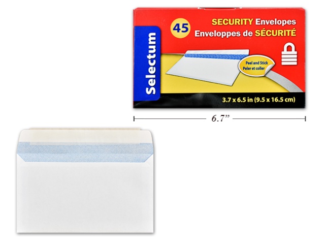 PEEL+SEAL #8 WHITE SECURITY ENVELOPES 45/BOX 3.7X6.5 inch
