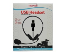 USB Headset w/Boom Mic 6' Cord & Volume Control Maxell