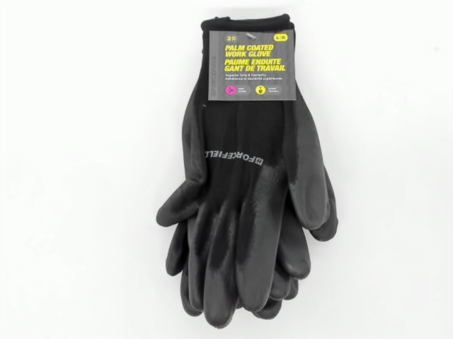 Work Gloves 2pk. Lg Palm Coated Black Forcefield- 2pks For $4.99)