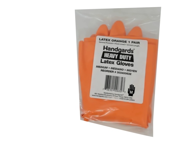 Latex Gloves Medium Orange Handgards Heavy Duty