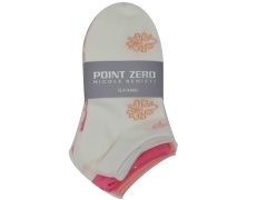 Socks Ladies 5pk. Low Cut White/Pink Ass't Point Zero