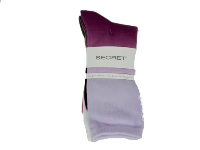 Socks Ladies Crew 3pk. Pink Secret