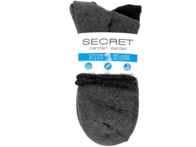 Socks Ladies Mid Crew 3pk. Grey/Black Secret Comfort