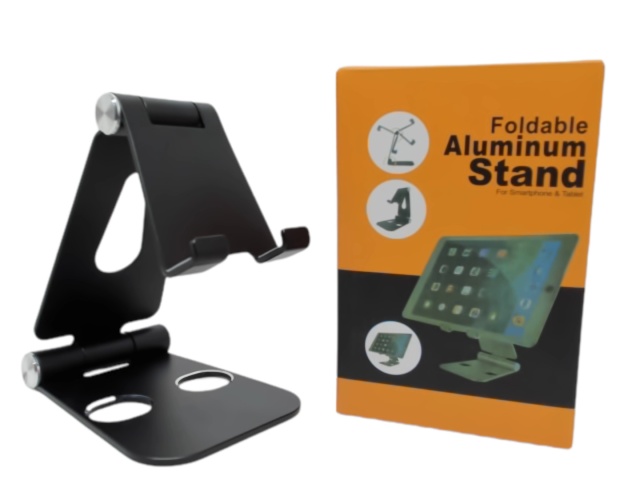 Aluminum stand for phone or tablet - black foldable