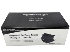 Disposable Face Mask 50pk. Black 3-Ply