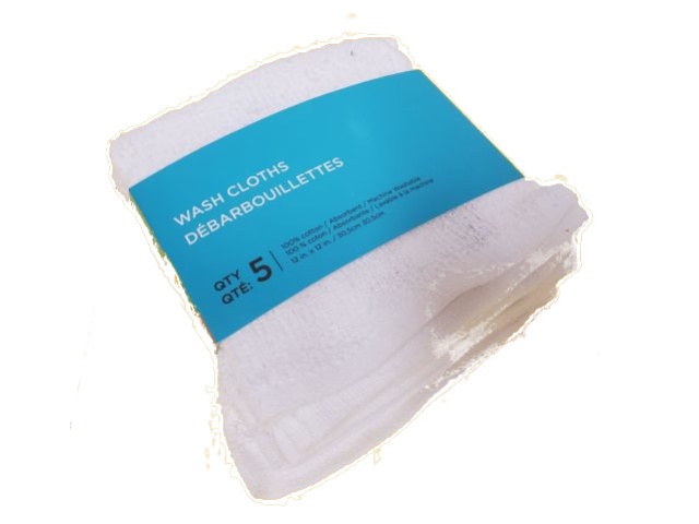 wash cloth 5 pack white