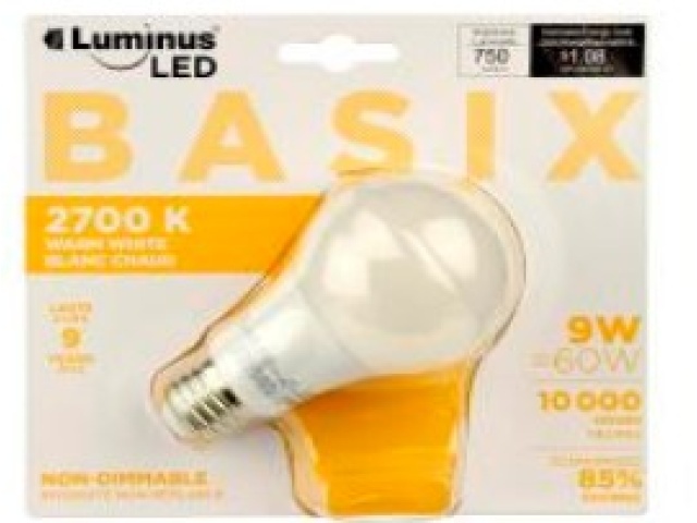 LUMINUS LED BASIX 9W A19 2700K