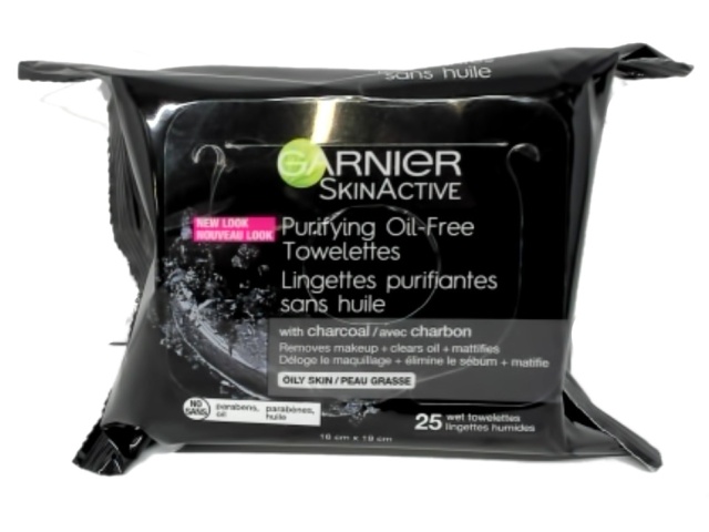 Purifying Oil Free Towelettes w/Charcoal 25pk. Garnier Skinactive