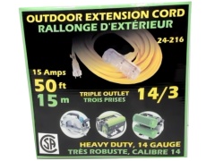 Extension Cord 50' Outdoor Triple Outlet 15A 14/3
