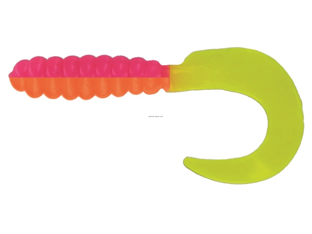 3 Curl Tail Grub, Orange/Pink/Chart, 10 per pack\