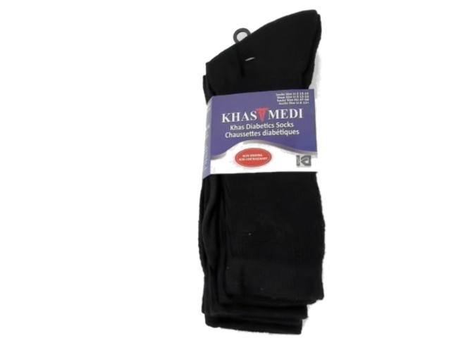 Socks Khas Diabetic Men\'s 3pk. Black Size 13-15 Khas Medi