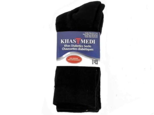 Socks Khas Diabetic Men\'s 3pk. Black Size 7-12 Khas Medi
