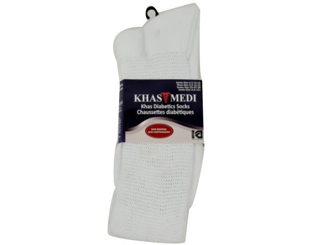 Socks Khas Diabetic Men\'s 3pk. White Size 13-15 Khas Medi