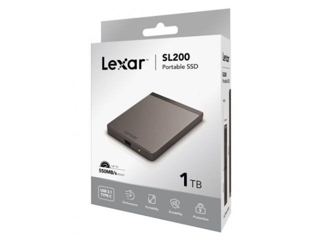 Lexar 1TB SL200 Portable USB 3.1 Type-C® External SSD, New