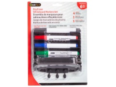 DeskTech 5-pc Dry Erase Marker set 4 colors, Rd/Bu/Bk/Gr