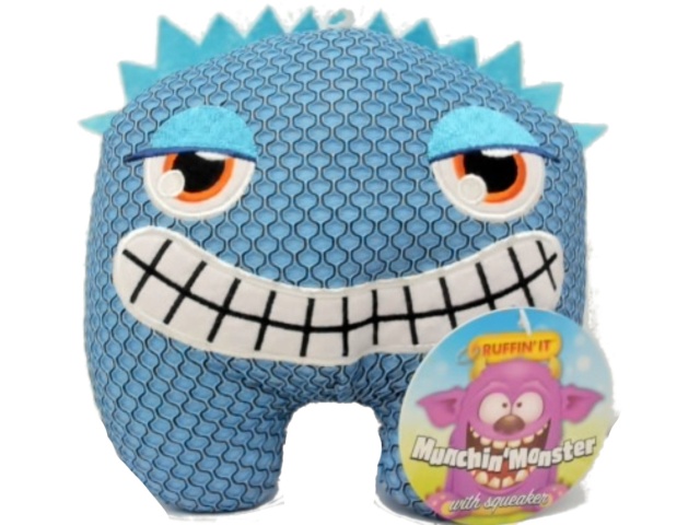 Dog Toy Munchin\' Monster w/Squeaker Blue Ruffin\' It