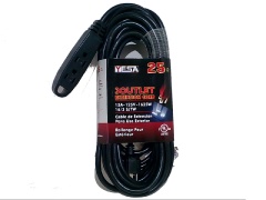 Extension cord 16 gauge 25 foot outdoor 3 outlet 3 prong black
