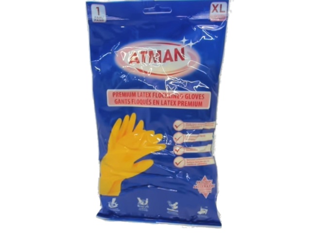 Dishwashing Gloves Xl Premium Latex Flocklined Atman