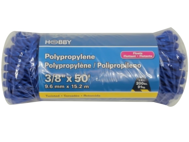 Polypropylene Rope 3/8 X 50\' Blue Twisted 200lbs. (endcap) 2 for $4.99\