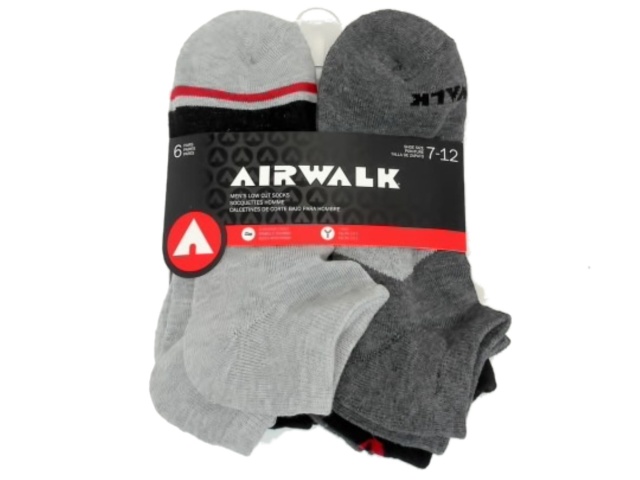 Socks Men\'s Low Cut 6pk. Grey Ass\'t Airwalk