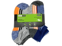 Socks Boys Anklets 6pk. Size 11-2 Ass't Colours Athletic Works