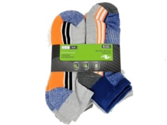 Socks Boys Anklets 6pk. Size 3-9 Ass't Colours Athletic Works