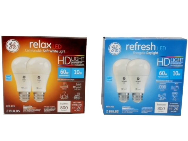 Light Bulb LED 2pk. Relax Or Refresh Hd Light 10W A19 G.E.