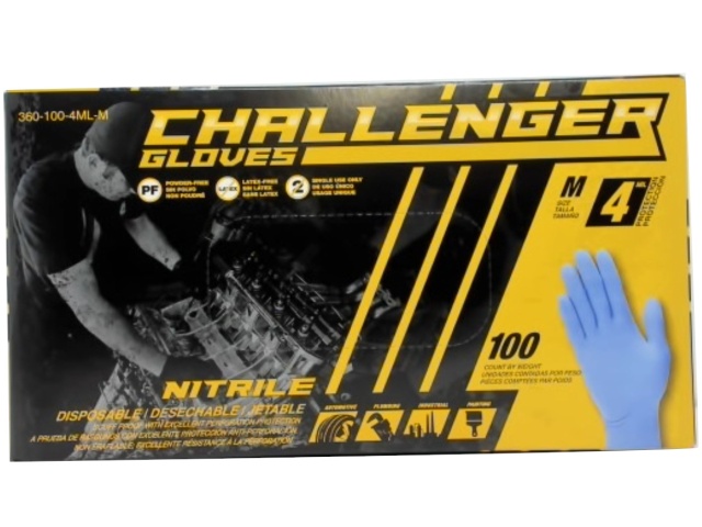 Disposable Gloves Nitrile Medium 100pk. 4 Mil Challenger
