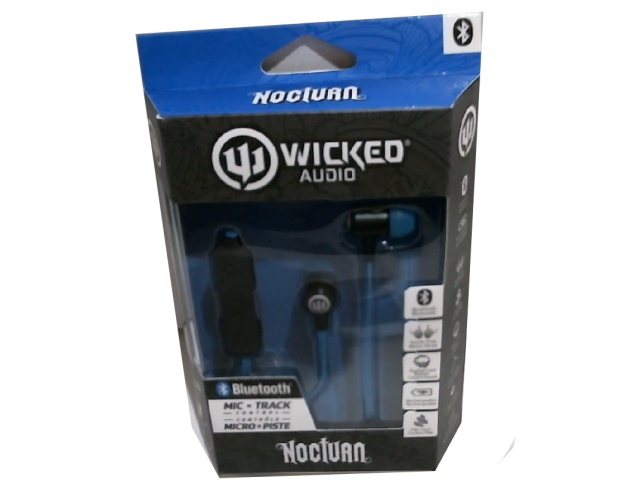 Earbuds w/Mic Blue Nocturn Bluetooth Wicked Audio