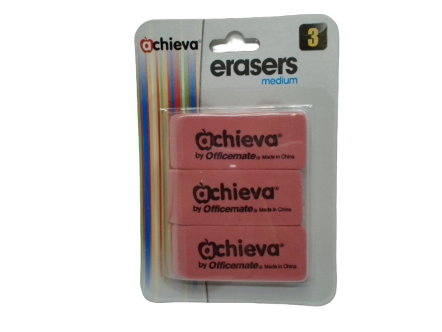 Erasers Medium 3pk. Pink Achieva