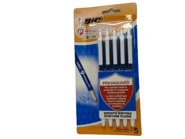 Pen Bic Prevaguard 5pk. Blue Ink Clic Stick