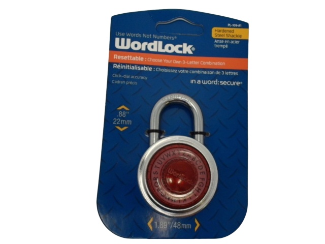 Wordlock 3 Letter Combination Lock Resettable Hardened Steel Shackle