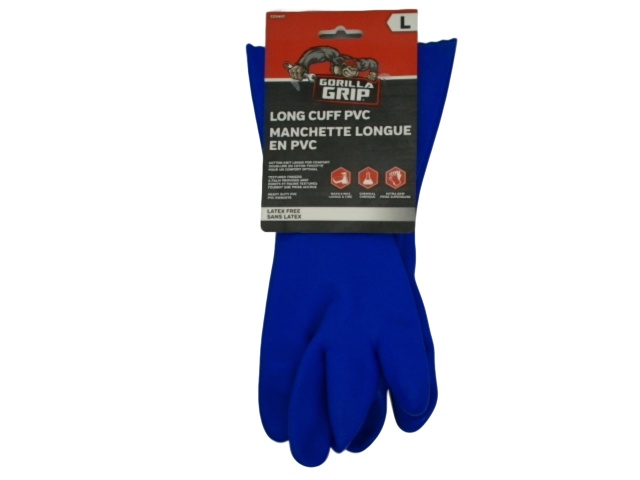 Gloves Long Cuff PVC Large Blue Gorilla Grip