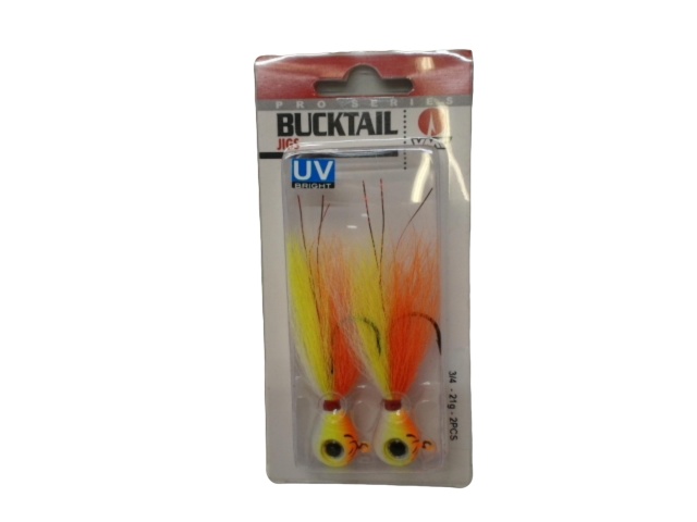 Bucktail Jigs 2pk. 3/4oz. Orange Fire Uv