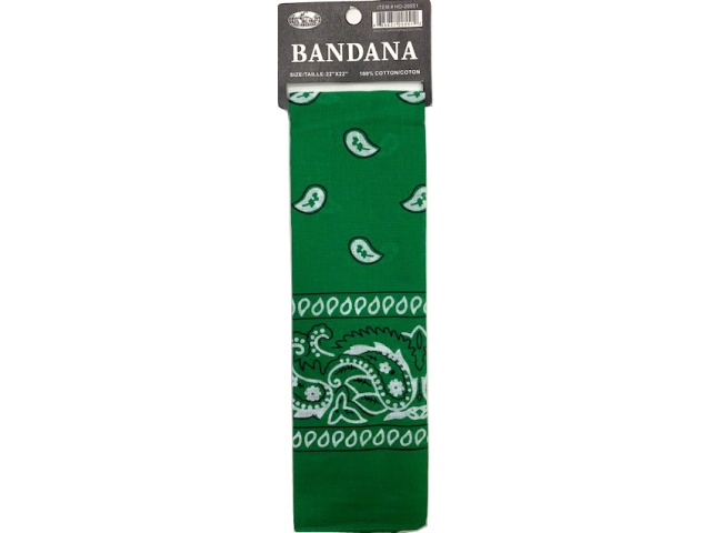 Bandana Printd Green 21X21 inches