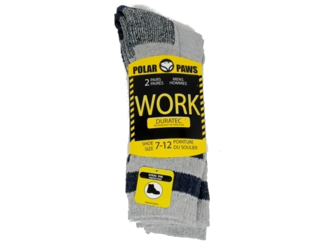 Socks Men\'s Work 2pk. Ash/Navy Polar Paws (ENDCAP)
