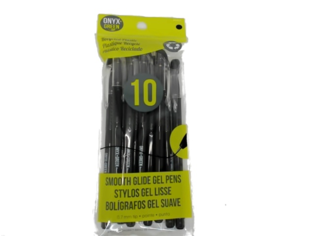 Gel Pen 10pk. Smooth Glide Recycled Plastic Onyx Green