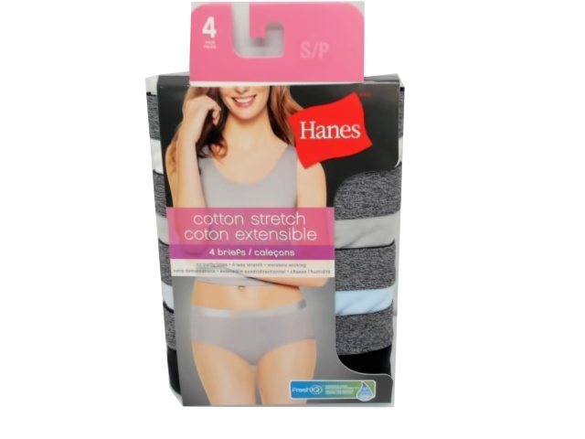 Ladies Briefs 4pk. Small Cotton Stretch Assorted Hanes