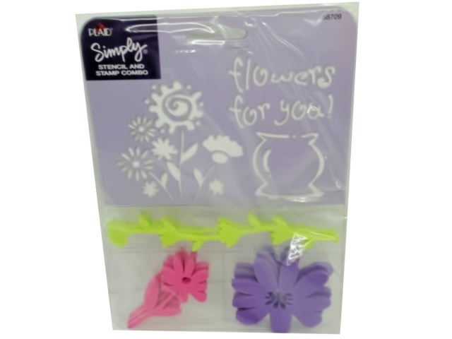 Stencil & Stamp Combo Set Flowers