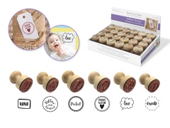 Wooden Rubber Stamps: Ergonomic Handle 1.1 Stamp 4eax6styles A) Sentiments