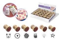 Wooden Rubber Stamps: Ergonomic Handle 1.1 Stamp 4eax6styles B) Adornments