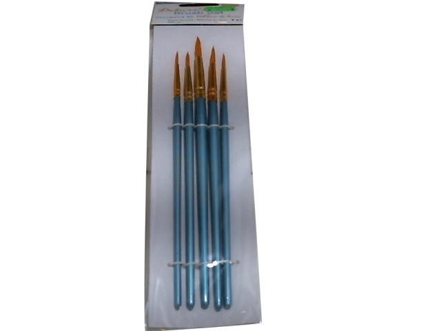 Round Deluxe Taklon Brush Set w/Wood Handle 5pc.