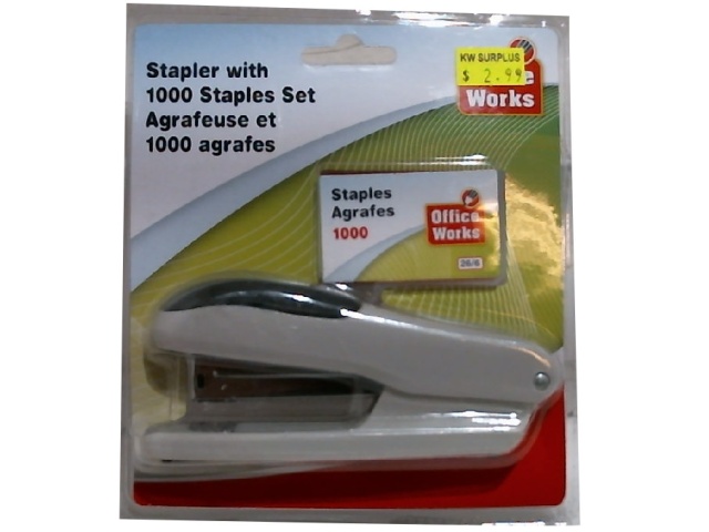 Office Works 26/6 Stapler w 1000 Staples Set