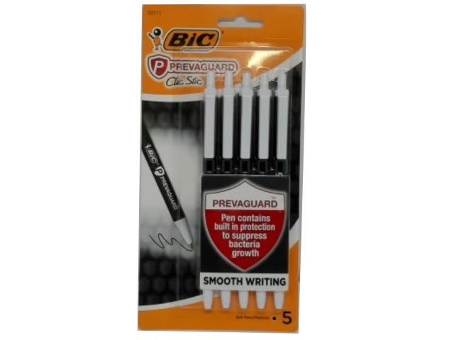 Pen Bic Prevaguard 5pk. Black Ink Clic Stic